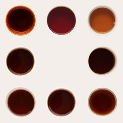 Collection of coffee cups tops isolated on white