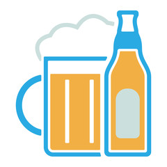 Essen & Trinken Icon - Bierflasche & Bierglas
