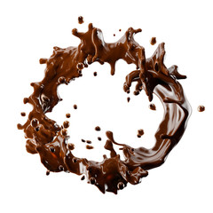 Chocolate splash with droplets isolated. 3D illustration