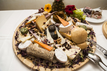 cheese on plate in cafe or restaurant on wedding event celebration