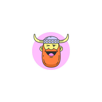 Colored cartoon face picture of a winking viking