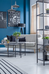 Blue living room interior