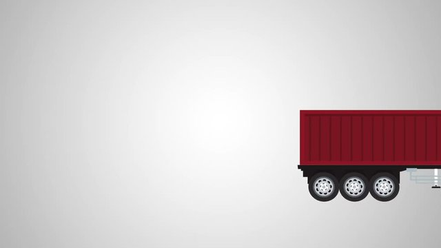 Truck with container over gray background High definition animation colorful scenes