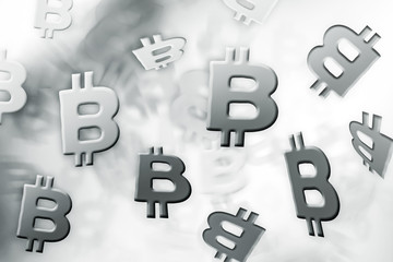 Illustration of Bitcoin - virtual currency in black and white