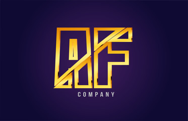 Obraz premium gold golden alphabet letter af a f logo combination icon design