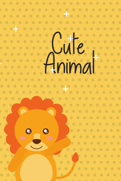 cute animal lion cartoon bright background vector illustration