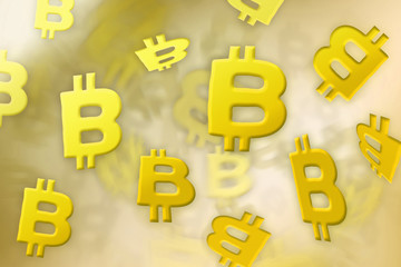 Illustration of Bitcoin - virtual currency in gold