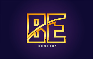 Obraz premium gold golden alphabet letter be b e logo combination icon design