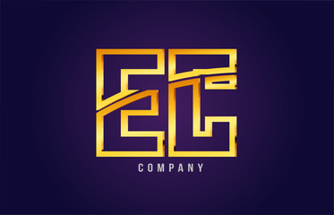 Obraz premium gold golden alphabet letter ec e c logo combination icon design