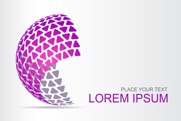 Logo stylized spherical surface with abstract shapes