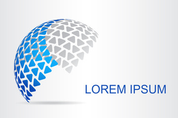 Logo stylized spherical surface with abstract shapes