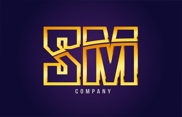 Obraz premium gold golden alphabet letter sm s m logo combination icon design