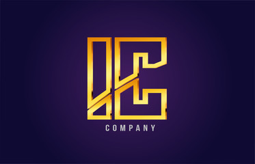 gold golden alphabet letter ic i c logo combination icon design