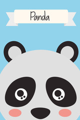 cute animal head panda ribbon decoration vector illustration
