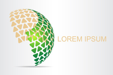 Logo stylized spherical surface with abstract shapes