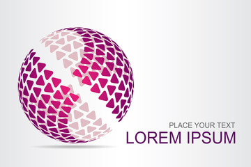Logo stylized spherical surface with abstract shapes