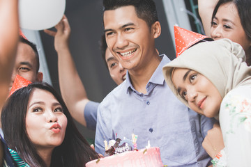 birthday celebration with friends selfie