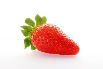 close up of fresh red strawberry isolated on white background.