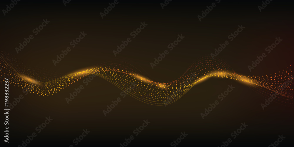 Poster sparkling dots wave with space for text for banners graphic design.energy line with highlights and d
