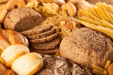 Assorted products breads and Pasta