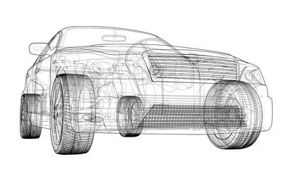 Fototapeta premium Concept car. 3d illustration