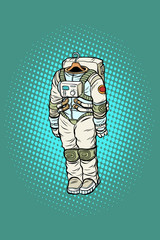 Spacesuit astronaut hanging on a hanger