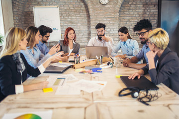 Group business people meeting to discuss ideas in modern office