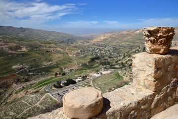 Fototapeta na wymiar General view of the valley from Kerak Castle, Kerak, Jordan, Middle East