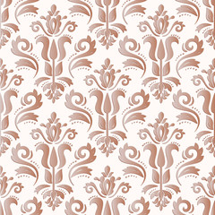 Seamless oriental ornament. Pink vector traditional oriental pattern with 3D elements, shadows and highlights