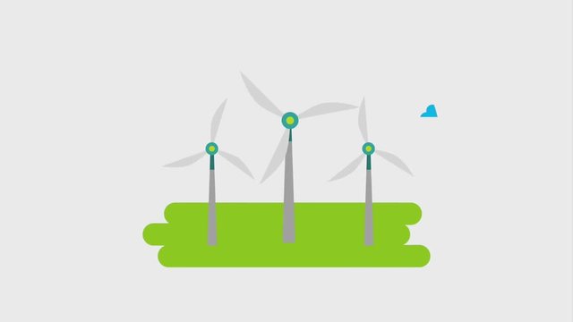 ecology energy wind power turbines rotation in the field animation hd