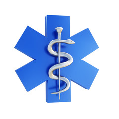 &Auml;skulapstab mit Schlange - Blau Silber