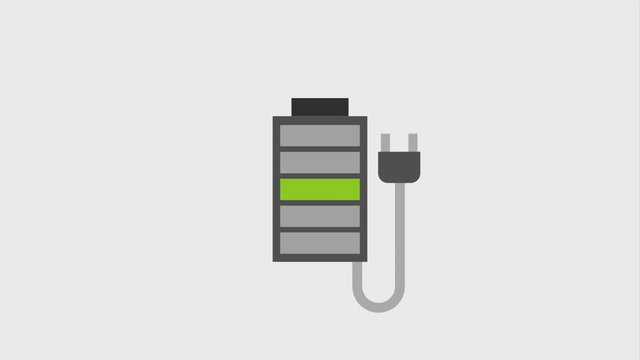 battery charging power energy and cable plug animation hd