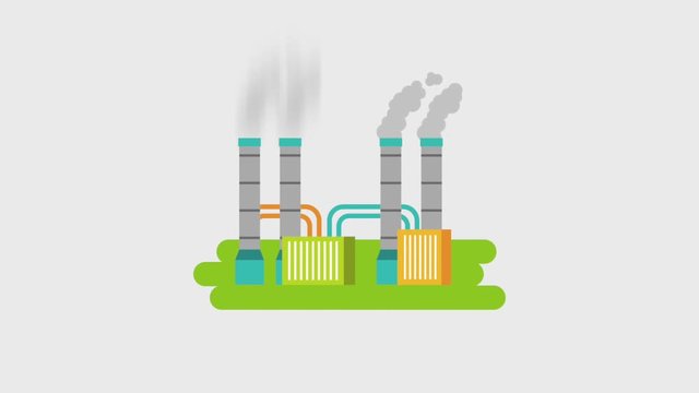 ecology energy renewable geothermal power station chimney smoke animation hd