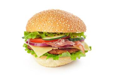 burger on white background