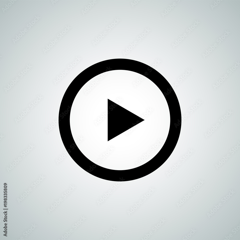 Poster play button vector icon for video audio media player play symbol