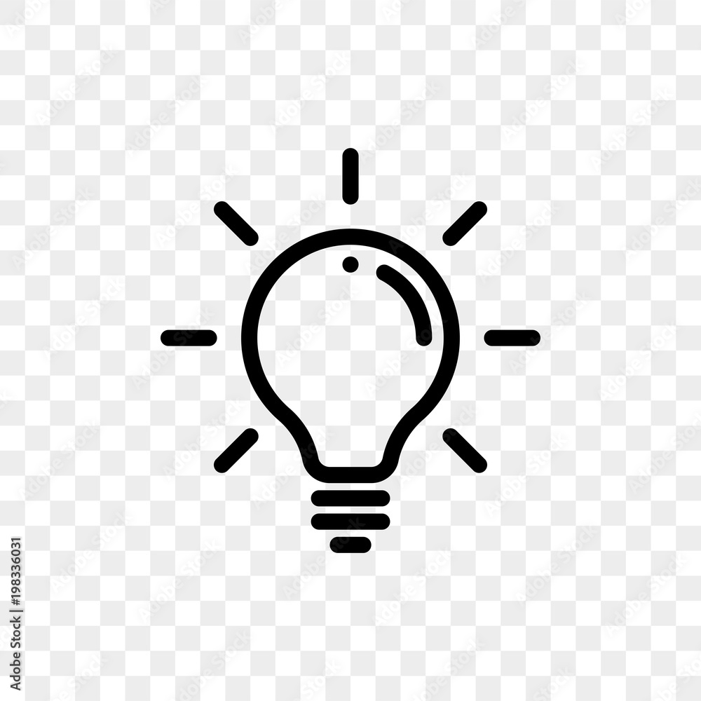 Poster lamp light bulb icon on transparent background. vector lightbulb lamp symbol for idea think