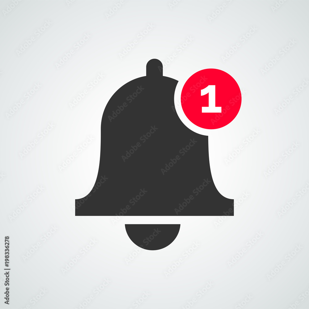 Poster notification bell vector icon for incoming inbox message or notification of smartphone application
