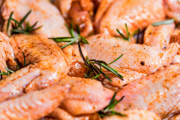 Fresh chickens wings covered in honey and spices