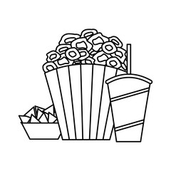 pop corn with soda and snacks cinema icon vector illustration design