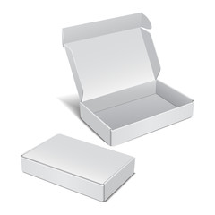 Set of White Realistic Cardboard Box. Vector package for Software, electronic device and other products
