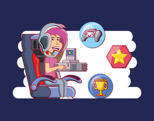 girl playing with video game console