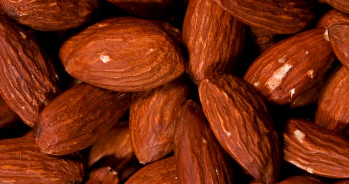 Close up the rotation of almond seed , 4K Dci resolution