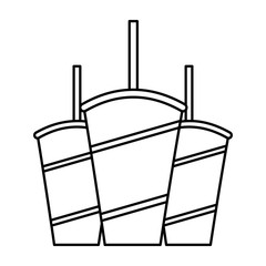 sodas in plastic cups and straws set vector illustration design
