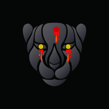 Black tiger logo icon design, vector illustration