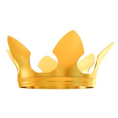 King's crown made of solid gold isolated on white background 3d illustration