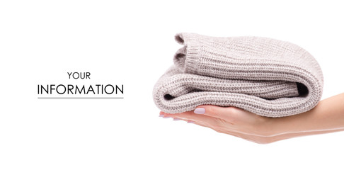 Warm sweater beige in hand pattern