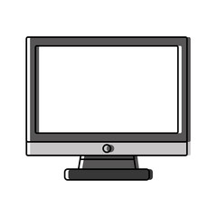 monitor computer tech with office elements vector illustration design