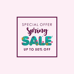 Spring sale Special Offer up to 50% off Vector Template Design