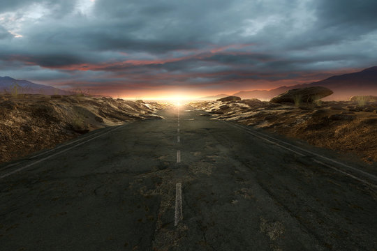 Einsame Straße durch die Wüste