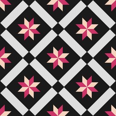Obraz premium Tile black, grey and pink decorative floor tiles vector pattern or seamless background